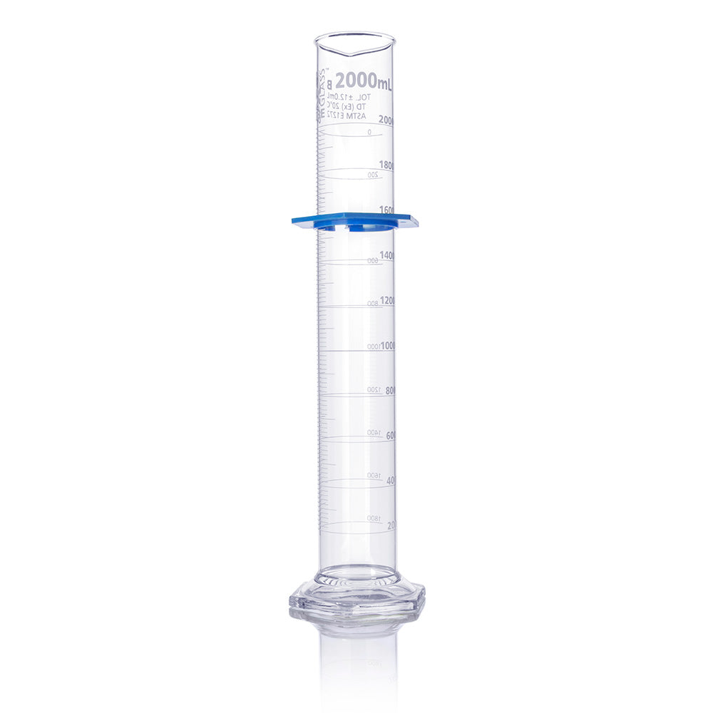 Globe Scientific 8332000 Cylinder Graduated Globe Glass 2000mL Class B To Deliver (TD) Dual Grads ASTM E1272 1/Box