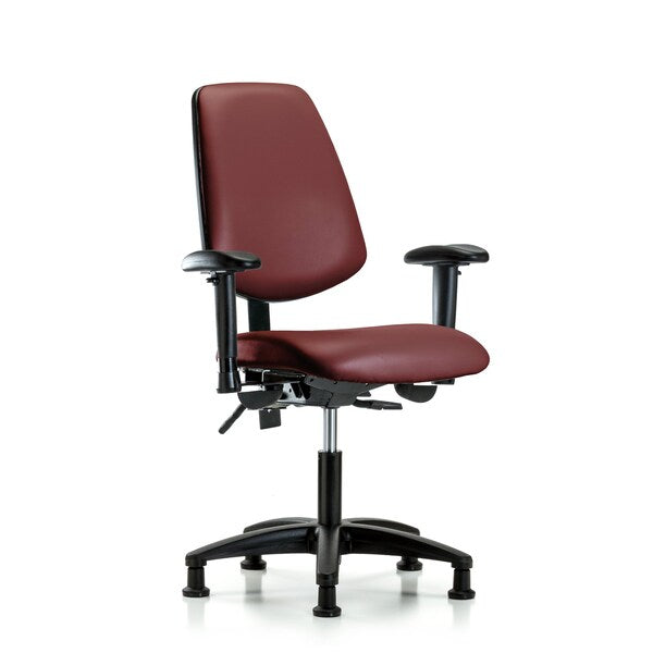 Blue Ridge Ergonomics VDHCH-MB-RG-T1-A1-RG-8815 Rutledge Vinyl Chair - Desk Height with Medium Back, Seat Tilt, Adjustable Arms, & Stationary Glides in Borscht Supernova™ Vinyl