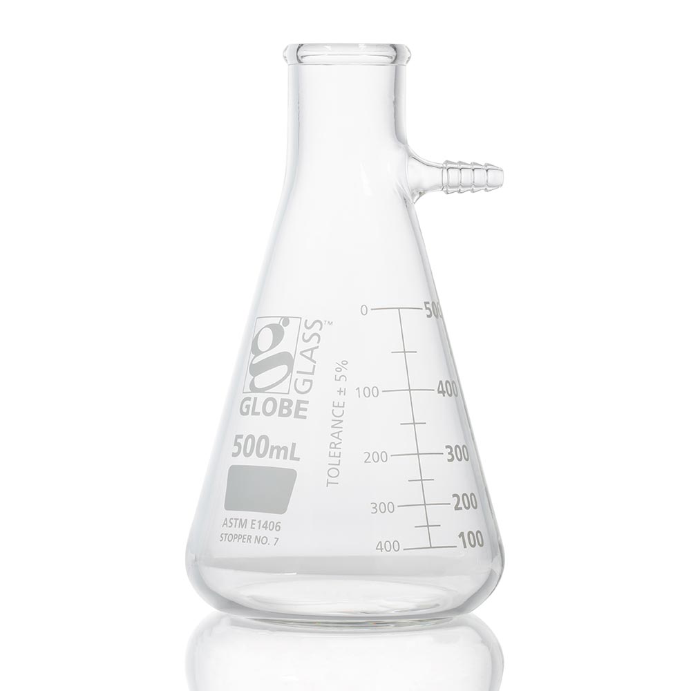 Globe Scientific 8450500 Flask Filter Globe Glass 500mL Dual Graduations ASTM E1406 6/Box