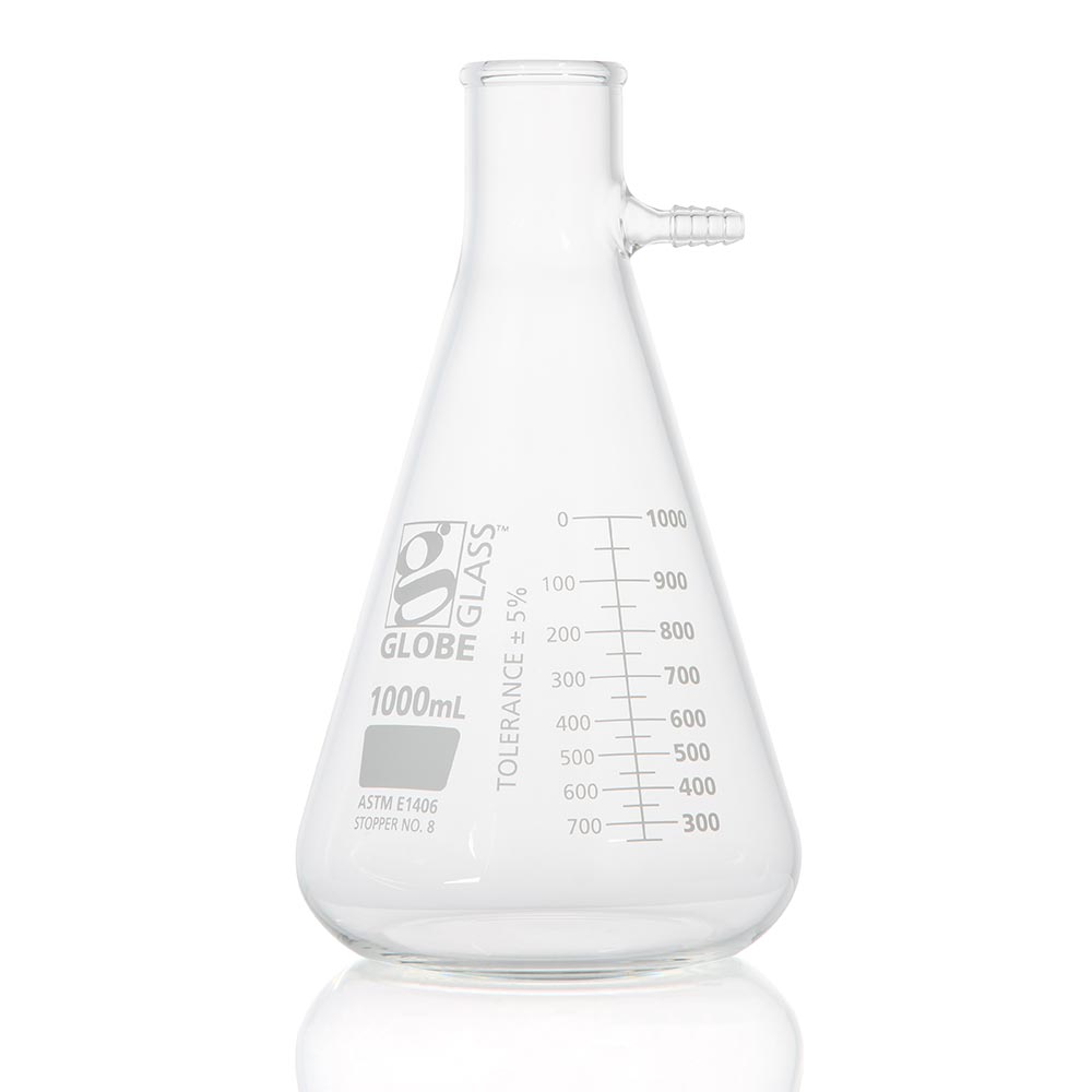 Globe Scientific 8451000 Flask Filter Globe Glass 1000mL Dual Graduations ASTM E1406 6/Box
