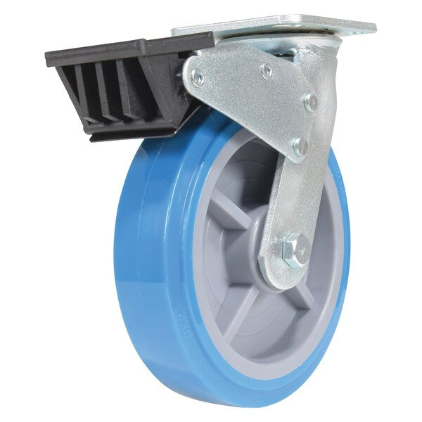 Vestil CST-KB-8X2PUP-SWTB Polyurethane Swivel With Total Brake Caster 8 In. x 2 In. 925 lb Light Blue/Gray