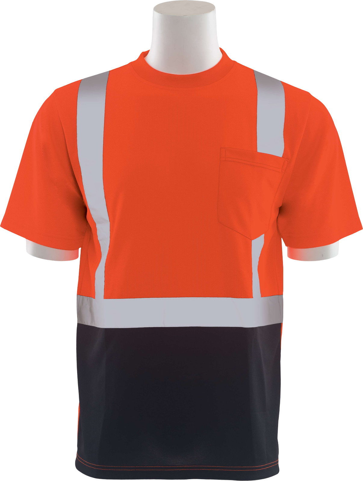 Delta Plus WEL62407OBMD 9006SB Type R, Class 2 Birdseye Mesh Short Sleeve T-Shirt with Black Bottom, Hi Viz Orange, MD