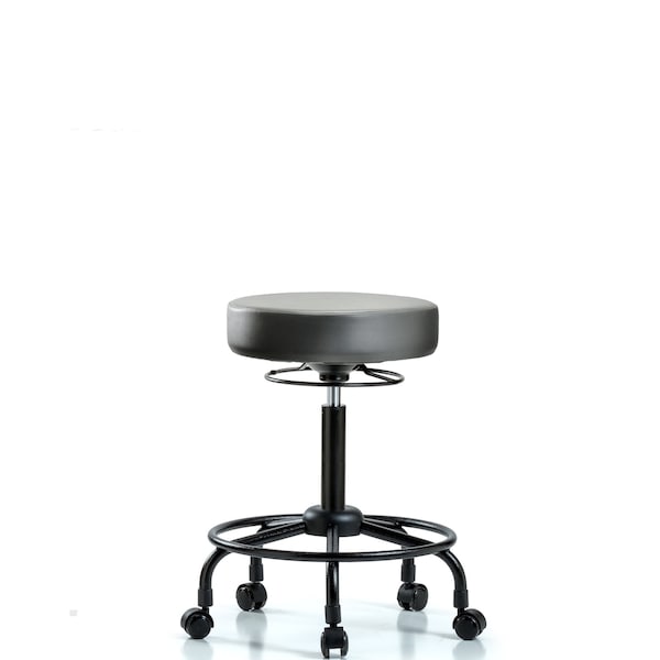 Blue Ridge Ergonomics VMBSO-RT-RC-8840 Rutledge Vinyl Stool without Back - Medium Bench Height with Round Tube Base & Casters in Sterling Supernova™ Vinyl
