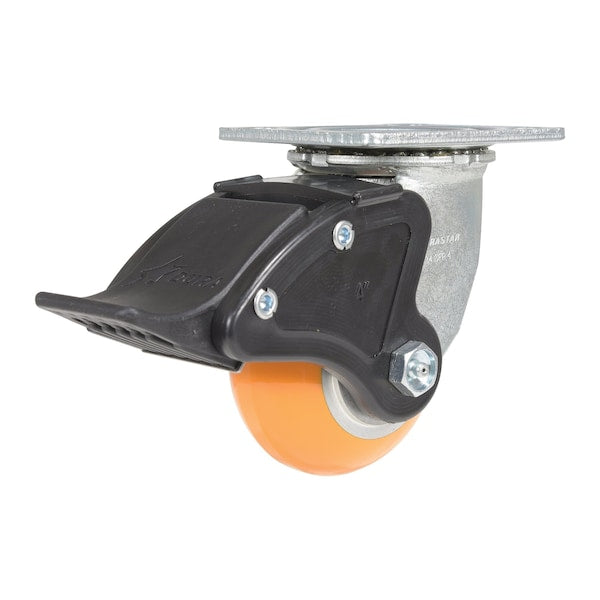 Vestil CST-F34-4X2SI-SWTB1 Polyurethane Swivel With Total Brake Caster 4 In. x 2 In. 1K Butterscotch/Silver