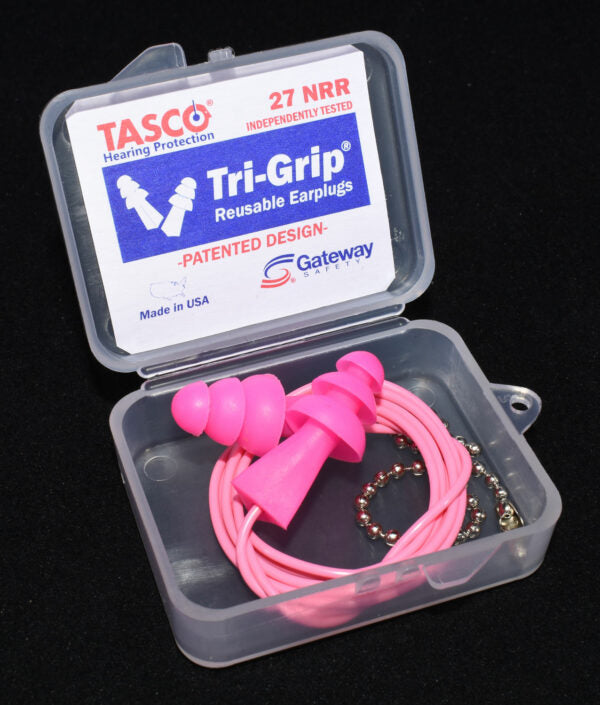 Gateway Safety 941331 Tri-Grip Reusable Earplugs - 27 NRR, Patented Triple-Flange Design, Corded or Uncorded