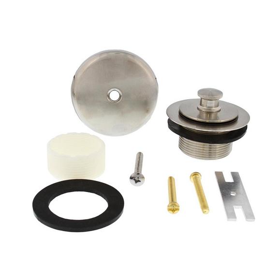 Jones Stephens B51035 Brushed Nickel One-Hole Friction Lift Tub Drain Trim Kit, Includes Two-Hole Conversion Bar