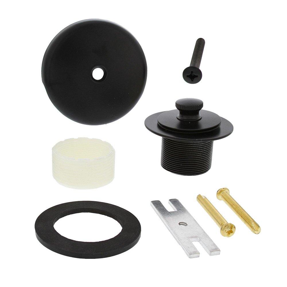 Jones Stephens B51040 Matte Black One-Hole Friction Lift Tub Drain Trim Kit, Includes Two-Hole Conversion Bar