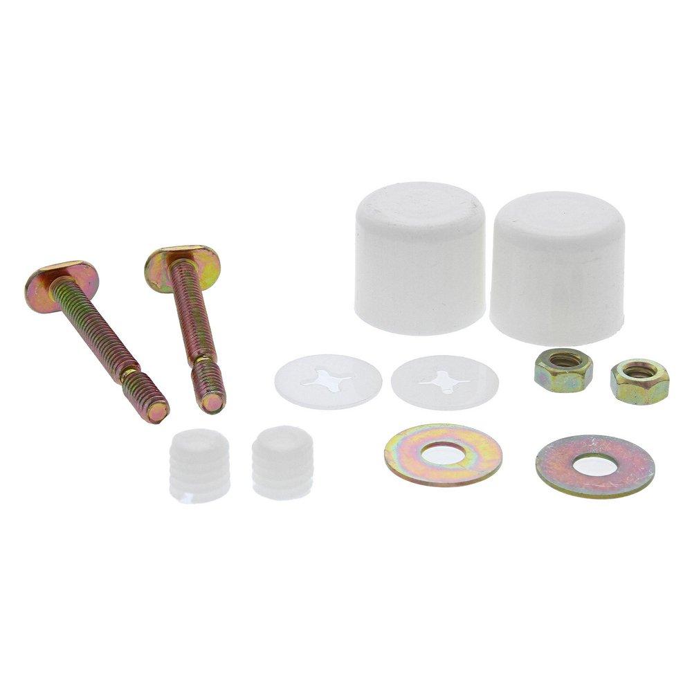 Jones Stephens C02151 White Toilet Bolt Caps with 1/4" x 2-1/4" Brass Break-Off Bolts