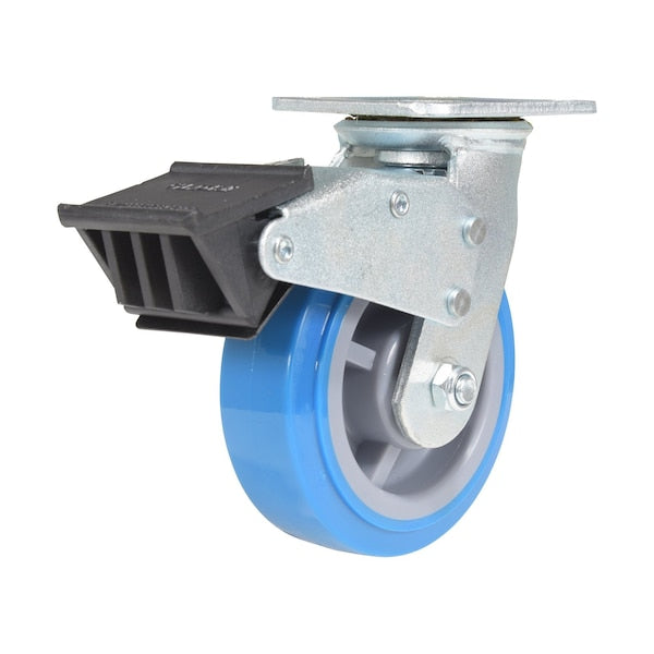 Vestil CST-KB-6X2PUP-SWTB Polyurethane Swivel With Total Brake Caster 6 In. x 2 In. 903 lb Light Blue/Gray