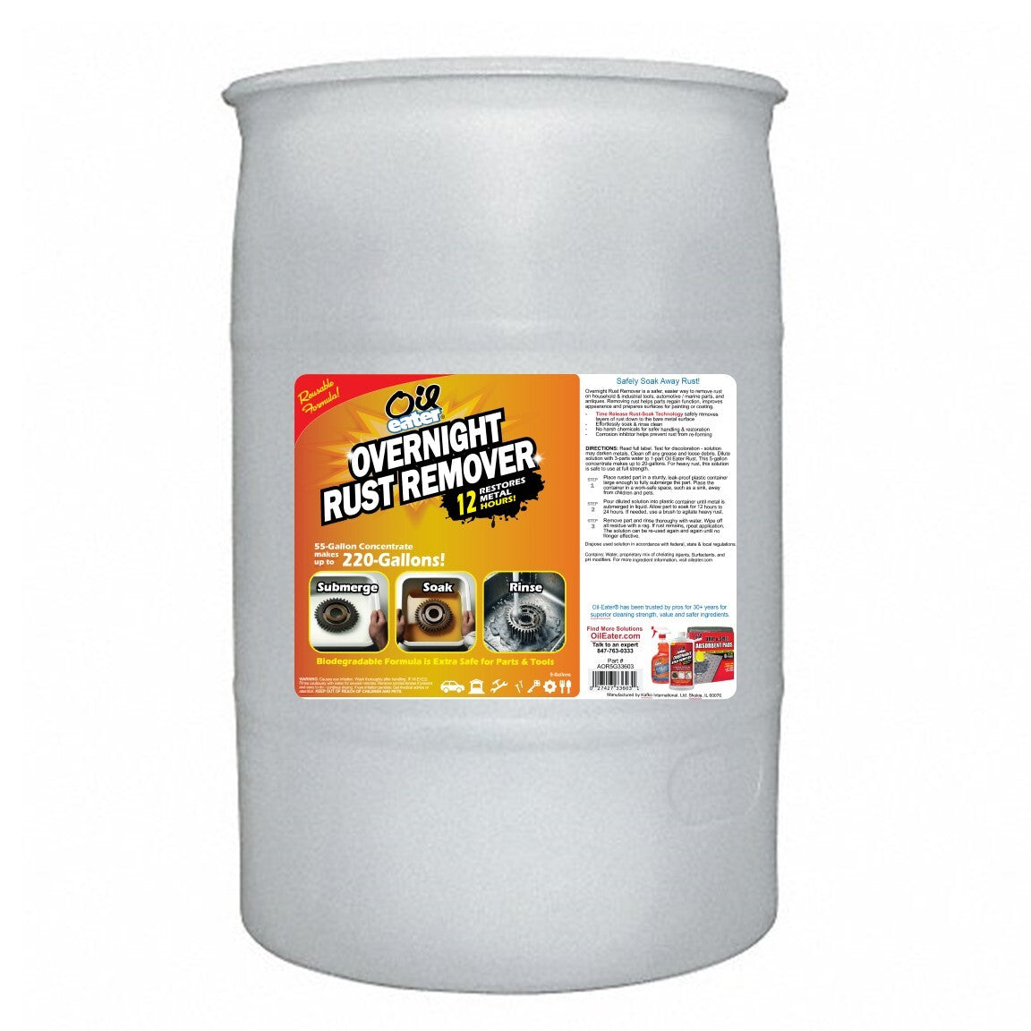 Oil Eater AOR5533604 55 Gallon Overnight Rust Remover Soak
