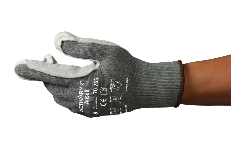 SOS Cleanroom ?245714? Ansell ActivArmr 70-765 Cut and Heat Resistant Leather Coated Gloves
