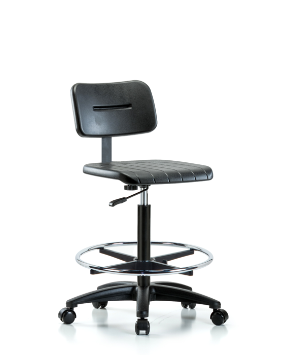 Blue Ridge Ergonomics BPHBCH-RG-CF-RC Core Polyurethane Chair - High Bench Height with Chrome Foot Ring & Casters