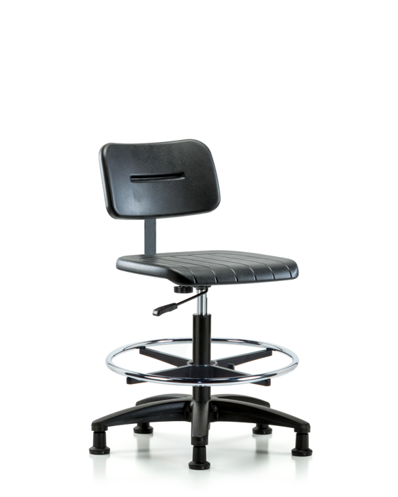 Blue Ridge Ergonomics BPMBCH-RG-CF-RG Core Polyurethane Chair - Medium Bench Height with Chrome Foot Ring & Stationary Glides