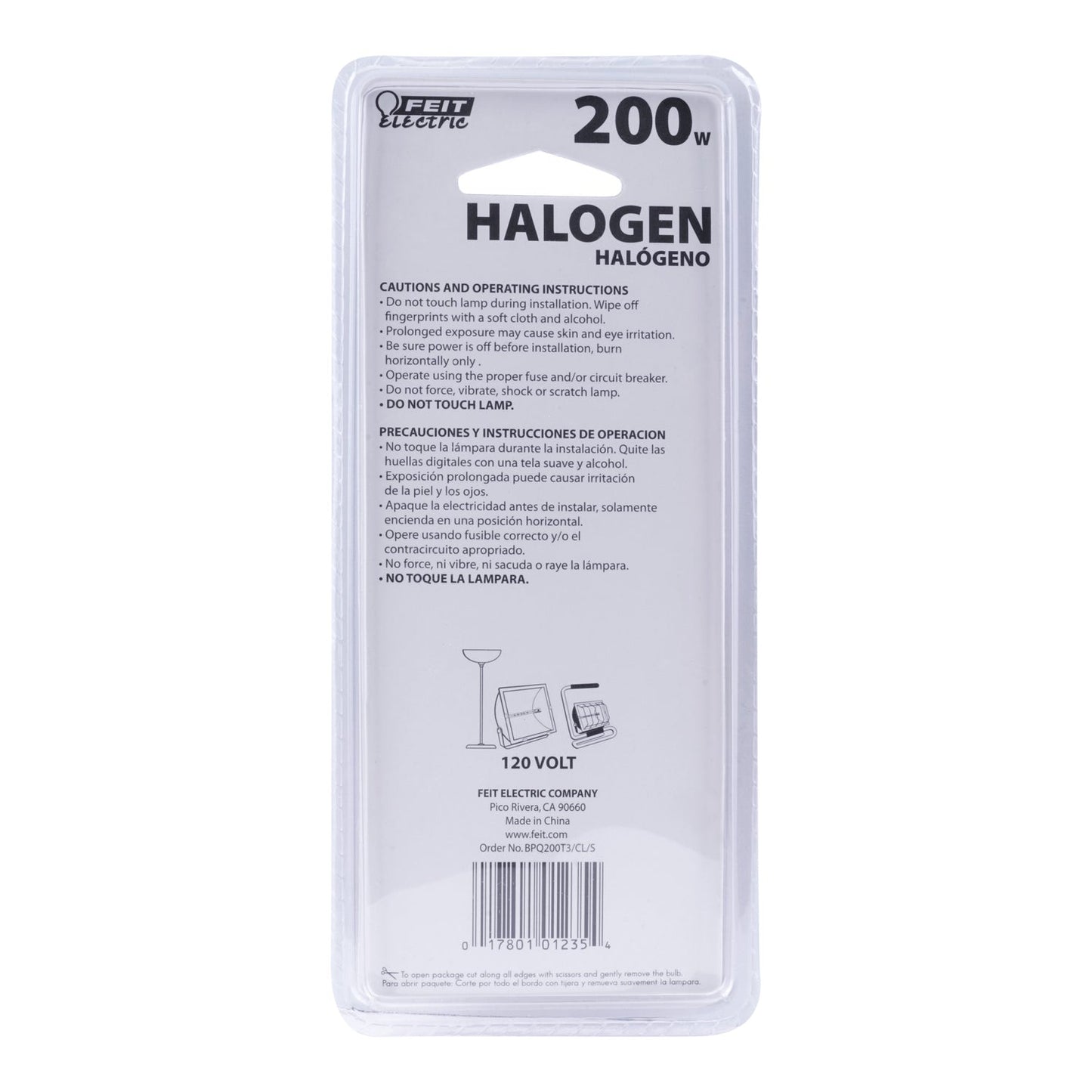 Feit Electric BPQ200T3/CL/S 200W Warm White Dimmable T3 Halogen Short Double Ended Tube Light Bulb