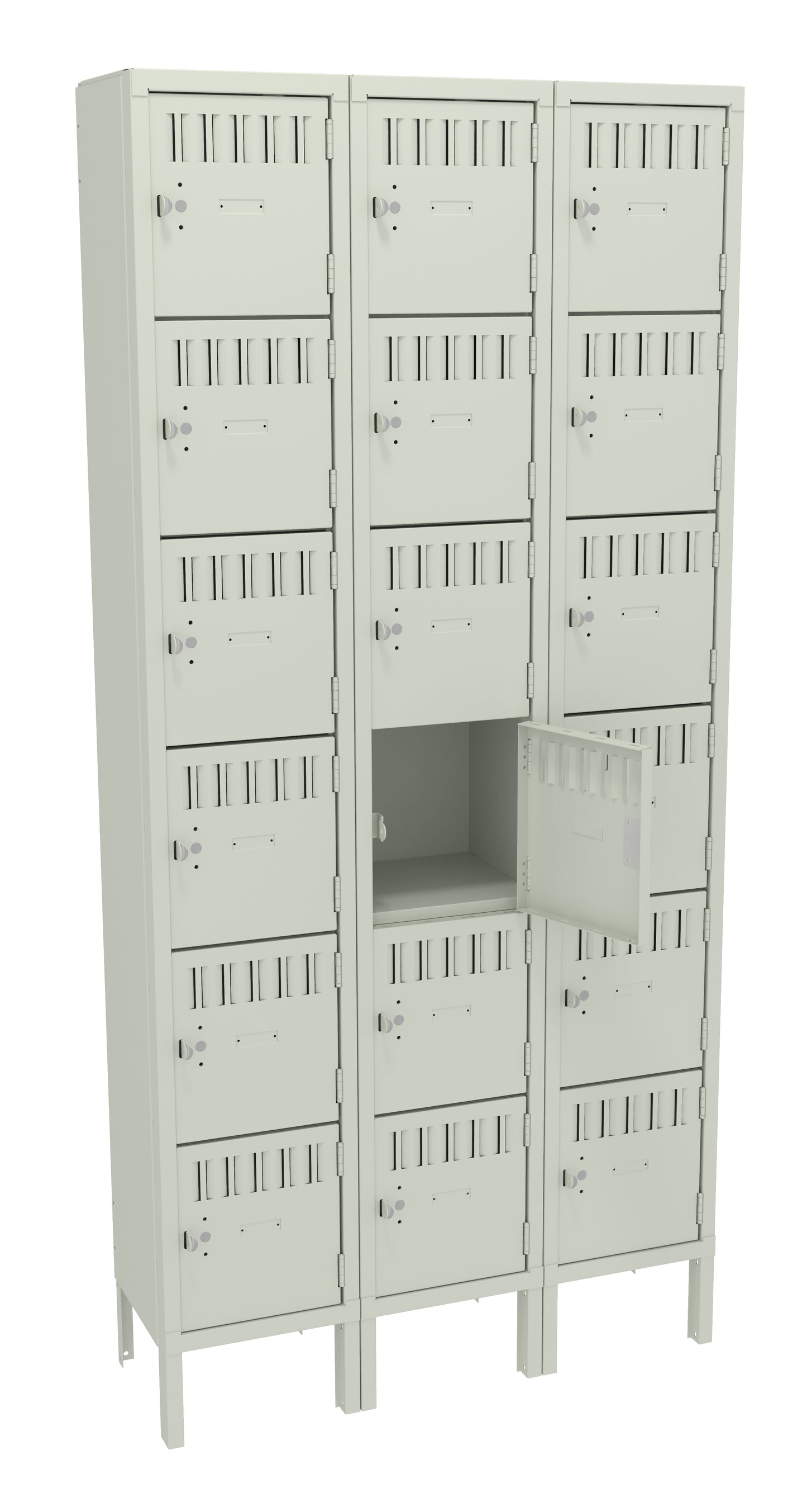 Tennsco BS6-121212-3 6 High Box Locker - Three Wide With Legs (Assembled)