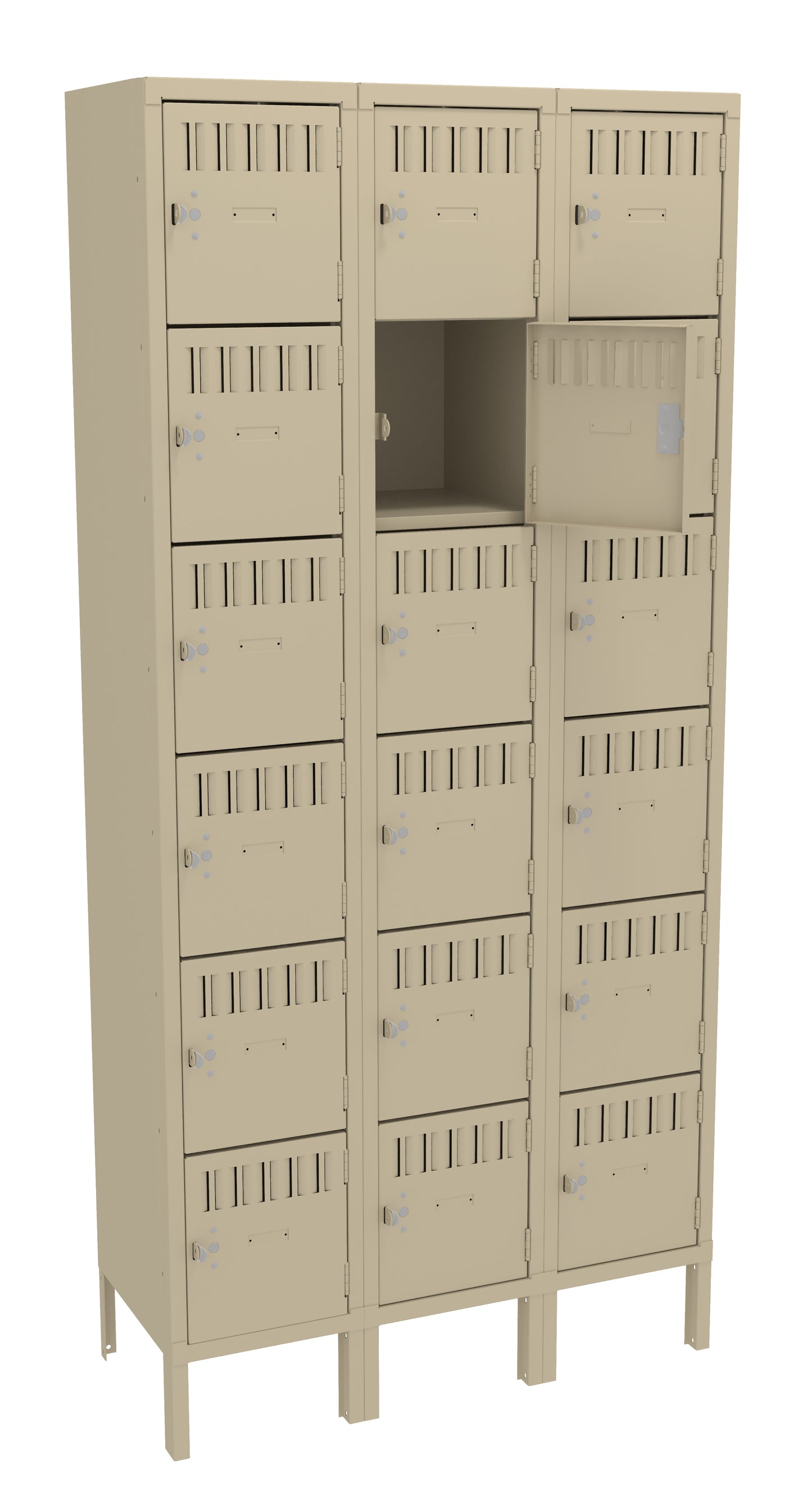 Tennsco BK6-121512-3 6 High Box Locker - Three Wide With Legs (Unassembled)