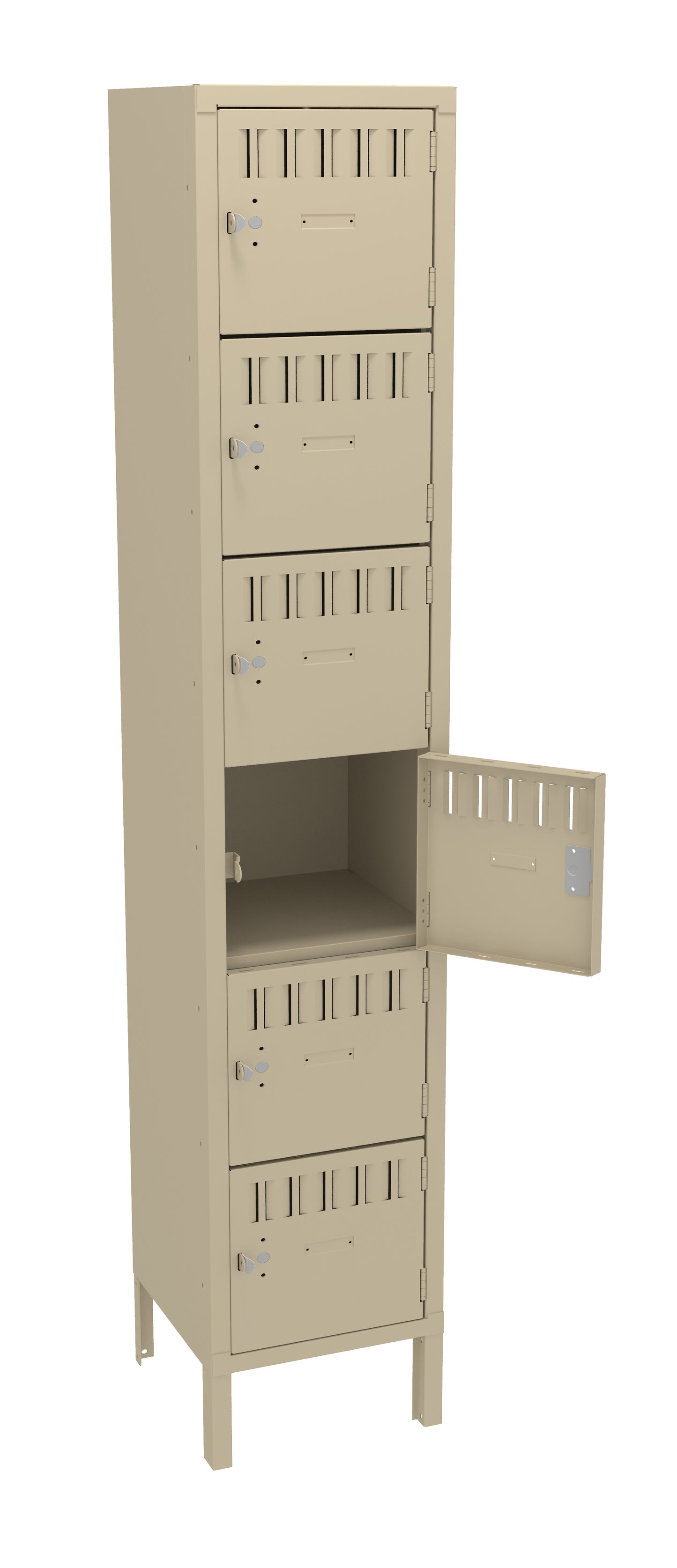 Tennsco BK6-151512-1 6-High Box Locker - One Wide With Legs (Unassembled)