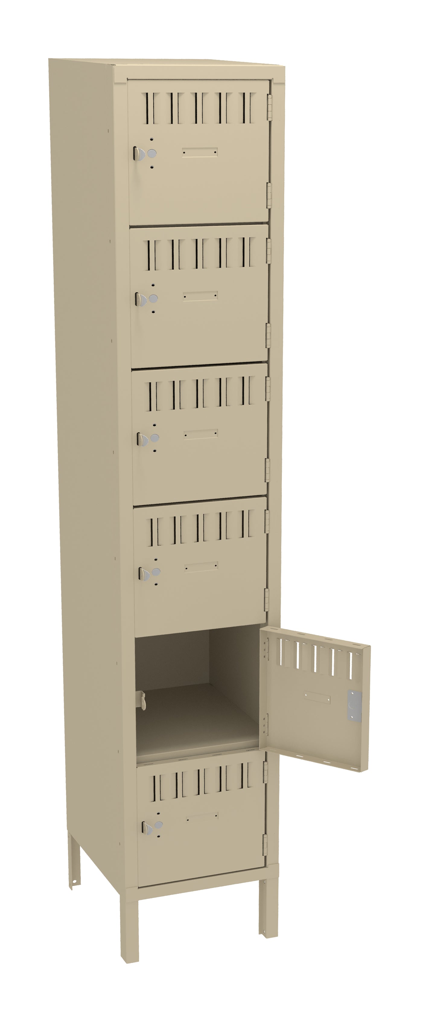 Tennsco BS6-151812-1 6 High Box Locker - One Wide With Legs (Assembled)