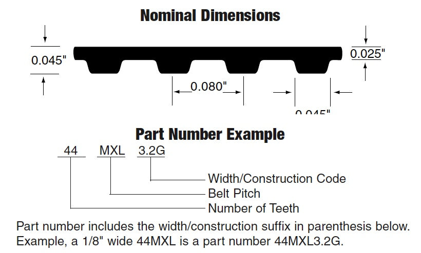Bando 80MXL4.8G MXL Timing Belt