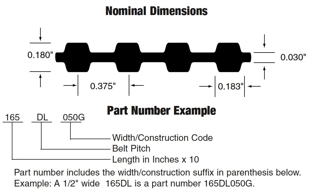 Bando 581DL075G DL Timing Belt