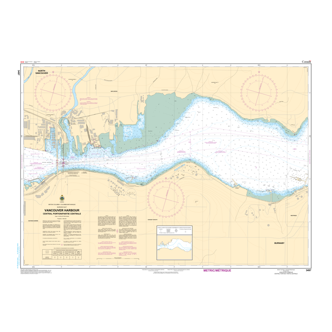 Paradise Clay CAN3497 CHS Chart Vancouver Harbour Central Portion/Partie Centrale