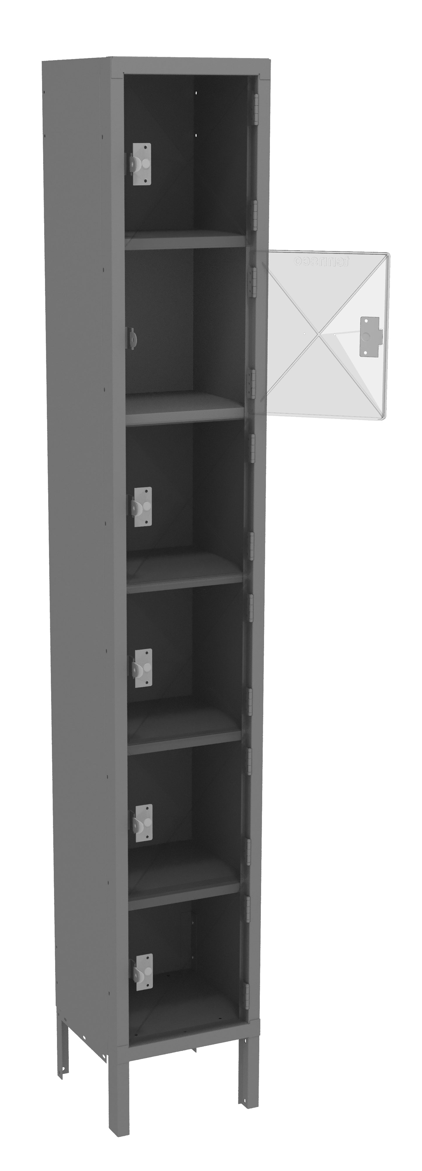 Tennsco CBL6-121212-1 6 High C-Thru Box Locker - One Wide With Legs (Assembled)