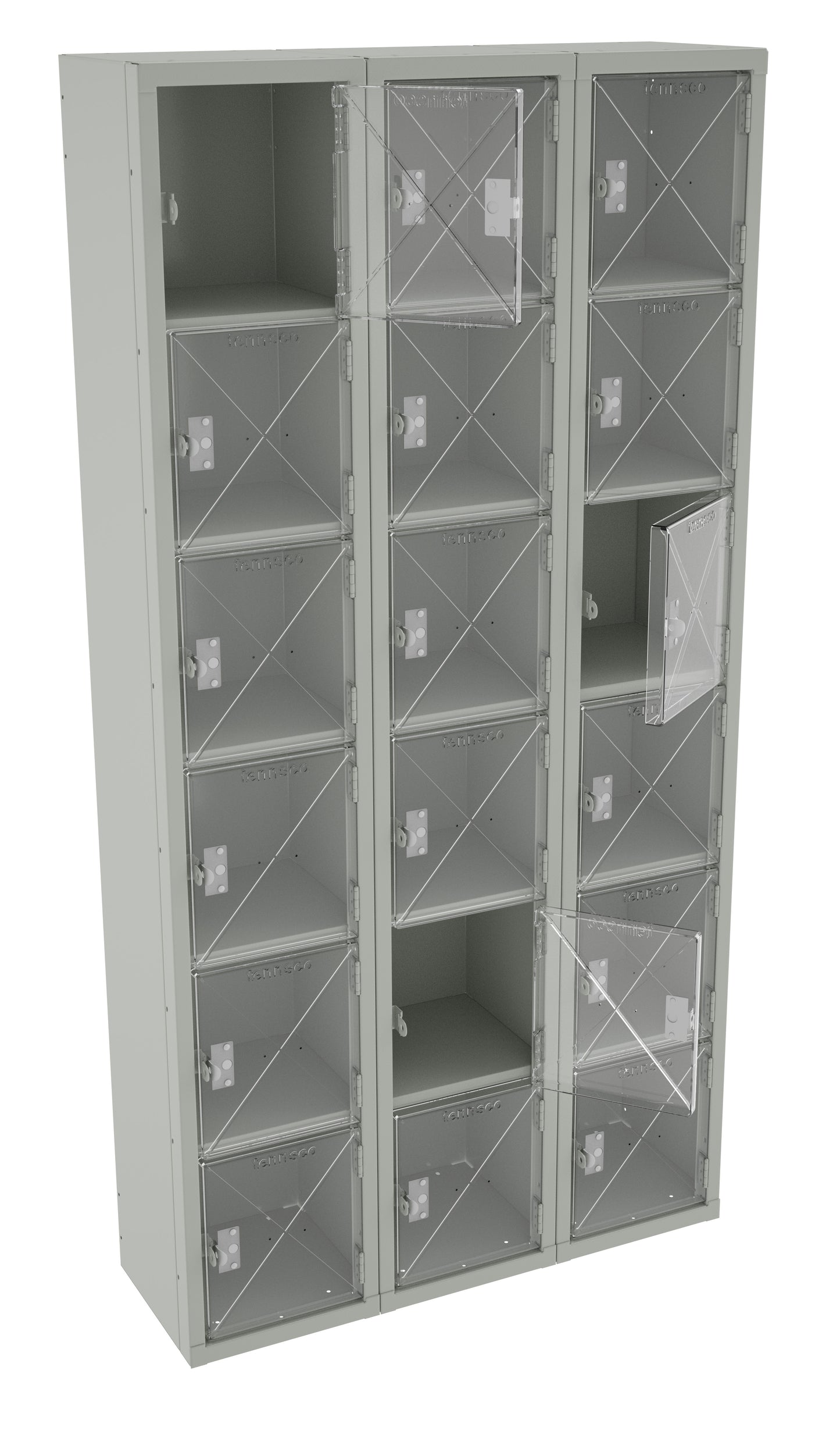 Tennsco CBL6-121212-C 6 High C-Thru Box Locker - Three Wide, No Legs (Assembled)