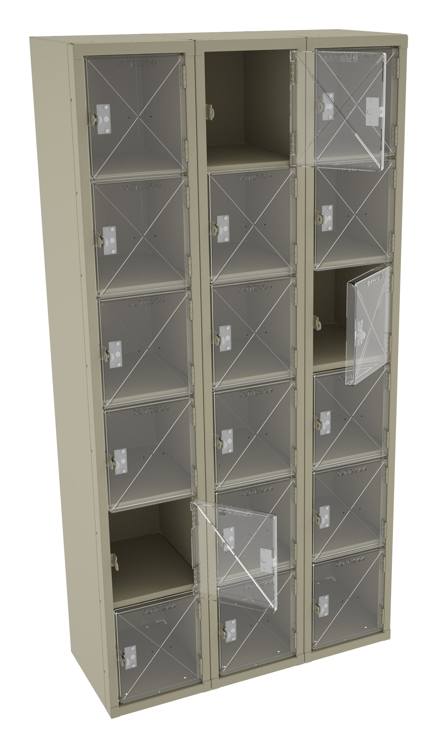 Tennsco CBL6-121512-C 6 High C-Thru Box Locker - Three Wide, No Legs (Assembled)
