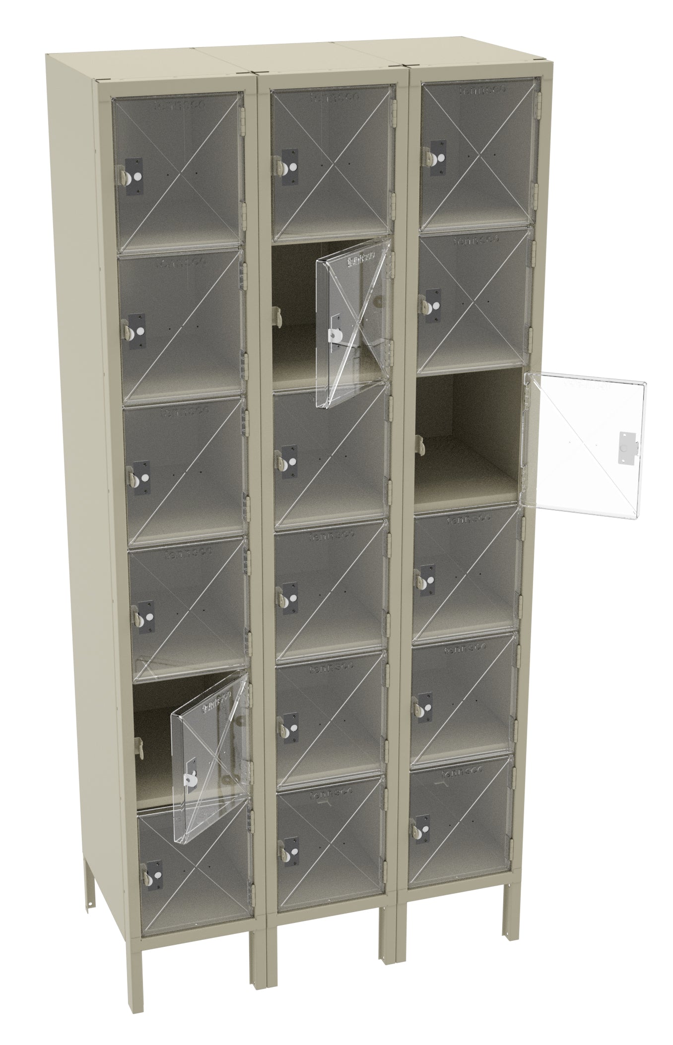 Tennsco CBL6-121812-3 6 High C-Thru Box Locker - Three Wide With Legs (Assembled)