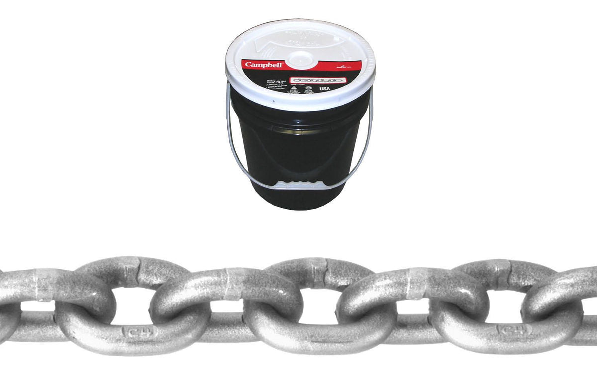 Campbell T0181413 1/4" Grade 43 High Test Chain, Bright, 150' per Round Pail