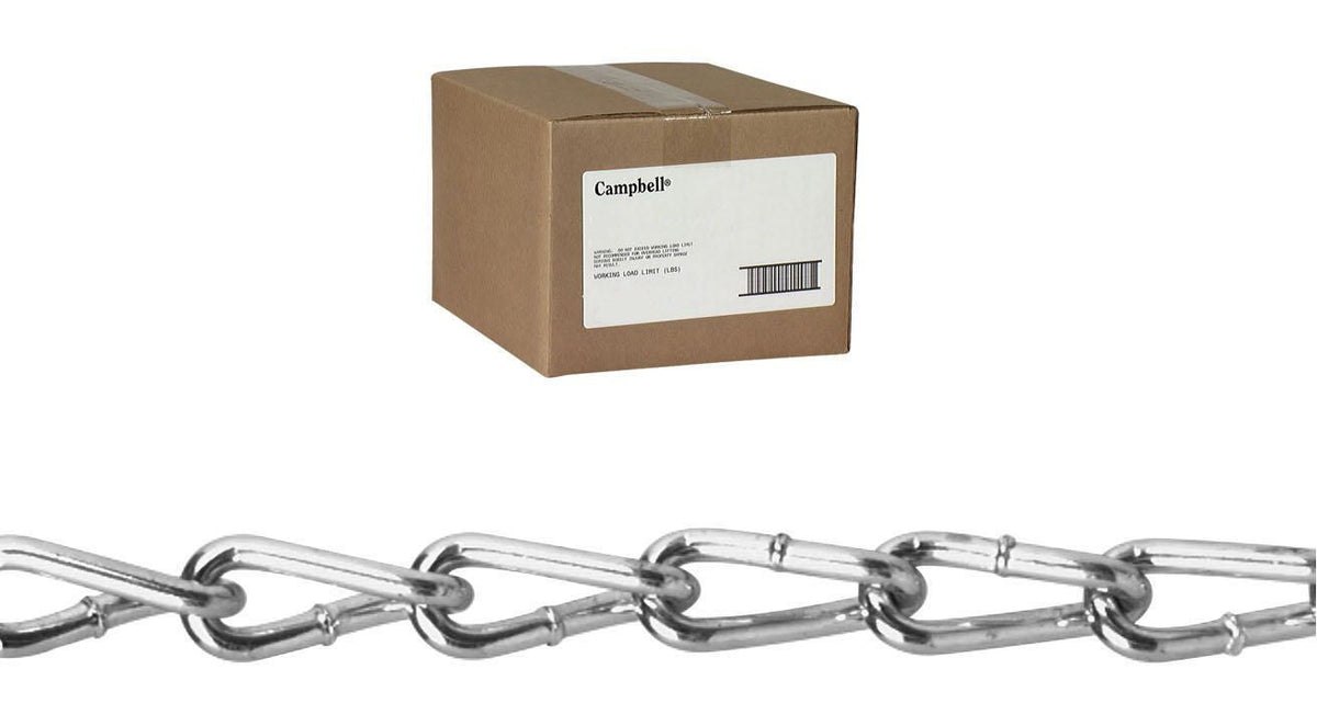 Campbell T0340324 #3 Twist Link Coil Chain, Zinc Plated, 100' per Carton