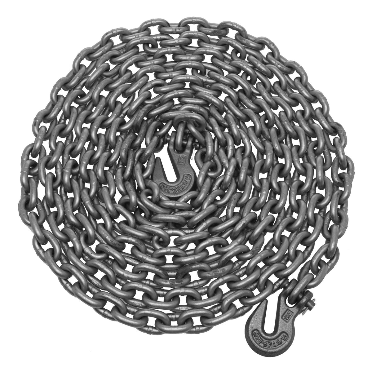 Campbell T0231912 5/16" x 12' Grade 43 High Test Hi-Vis Tow Chain w/ Clevis Grab Hooks, 1 per Bag
