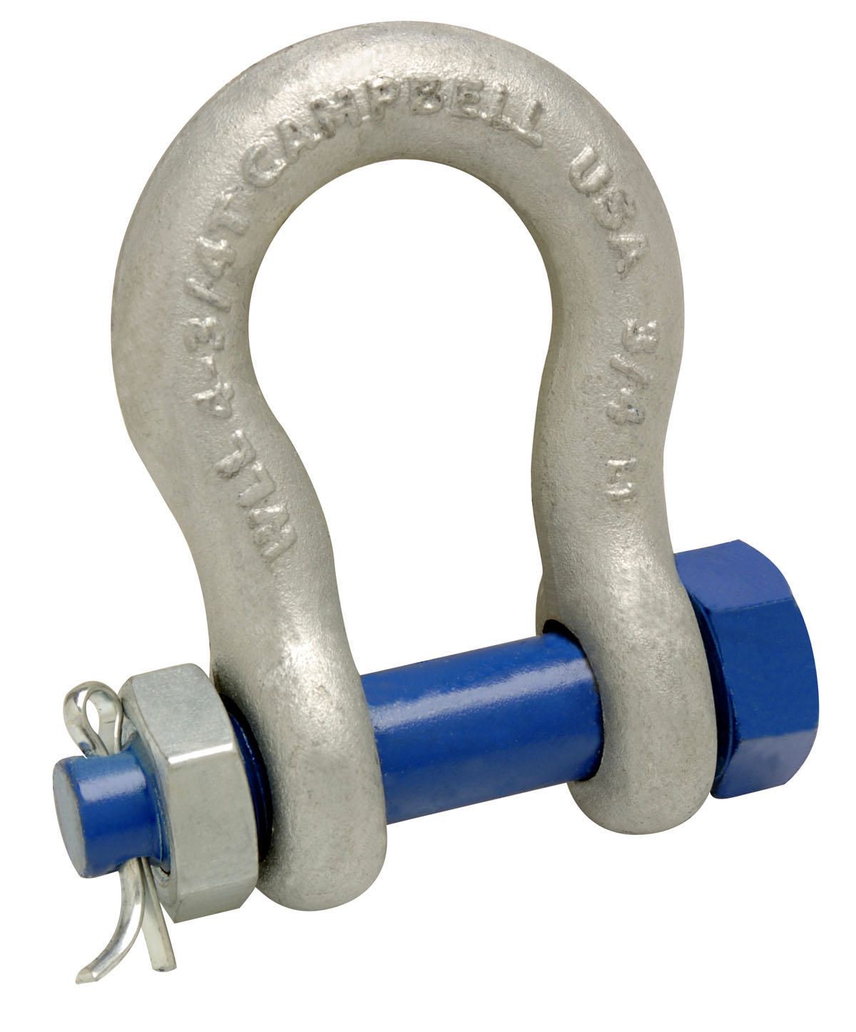Campbell 5392235 1-3/8" Anchor Shackle, Bolt Type, Forged Carbon Steel, Galvanized