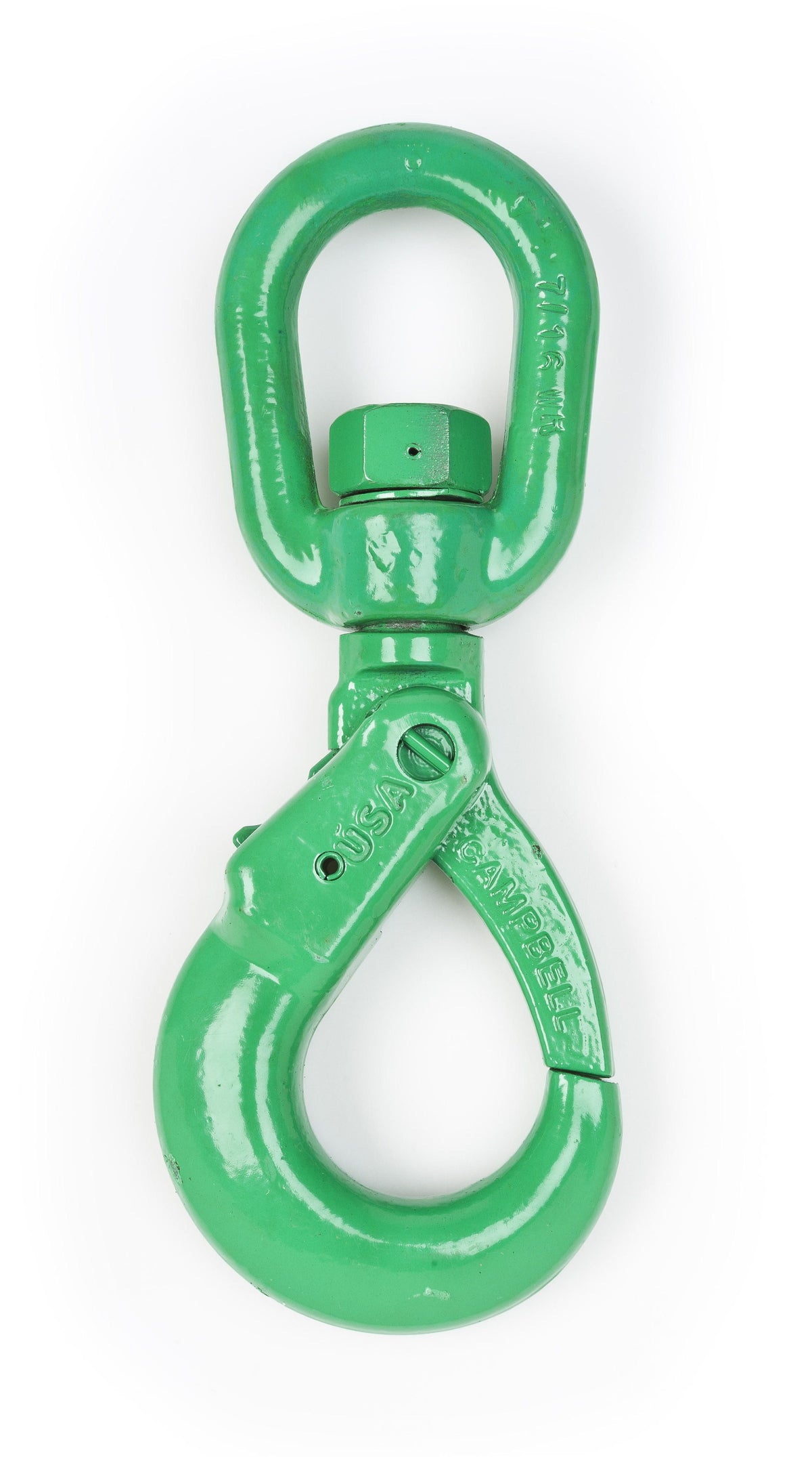 Campbell 5799095 5/8" Cam-Alloy® Swivel Self Locking Hook, Grade 100, Painted Green
