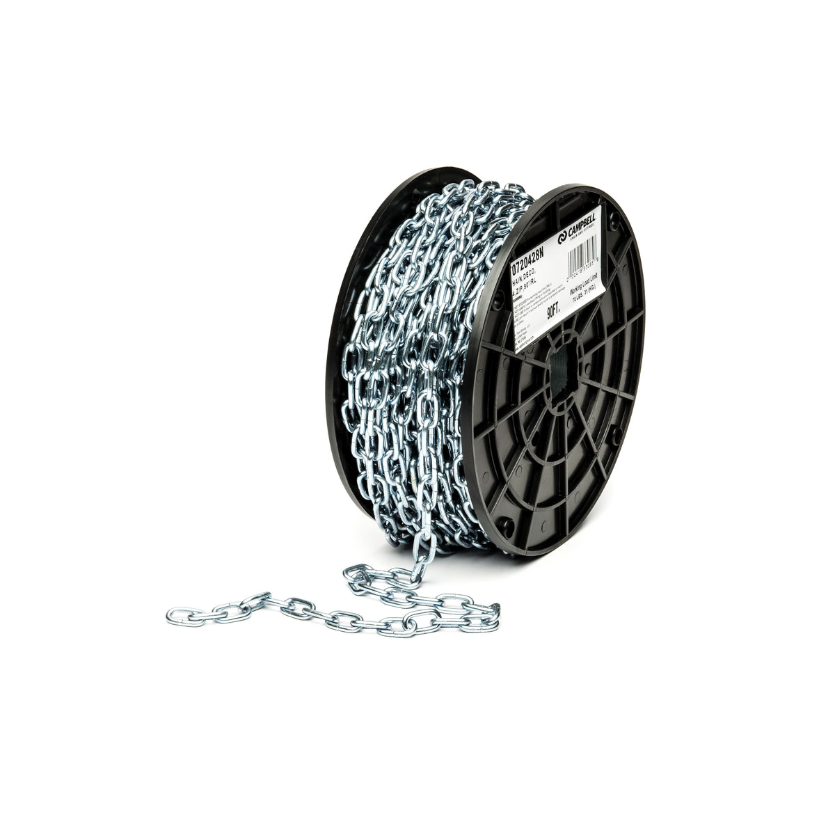 Campbell T0720428N #4 Decorator Chain, Zinc Plated, 90' per Reel