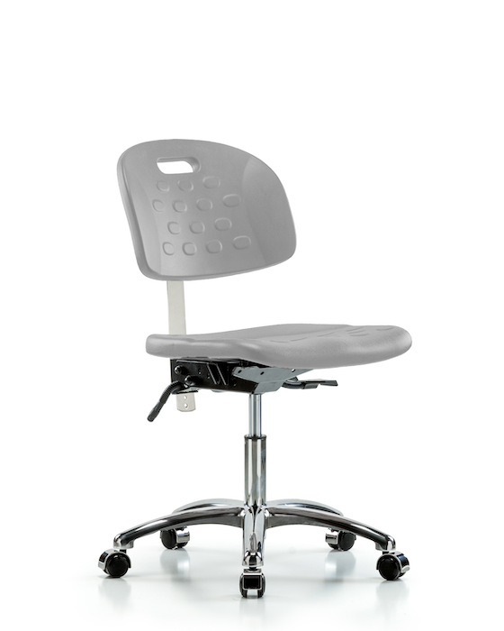 Blue Ridge Ergonomics CLR-HPDHCH-CR-T0-A0-CC-GRY Class 10 Newport Industrial Polyurethane Clean Room Chair - Desk Height with Casters in Gray Polyurethane