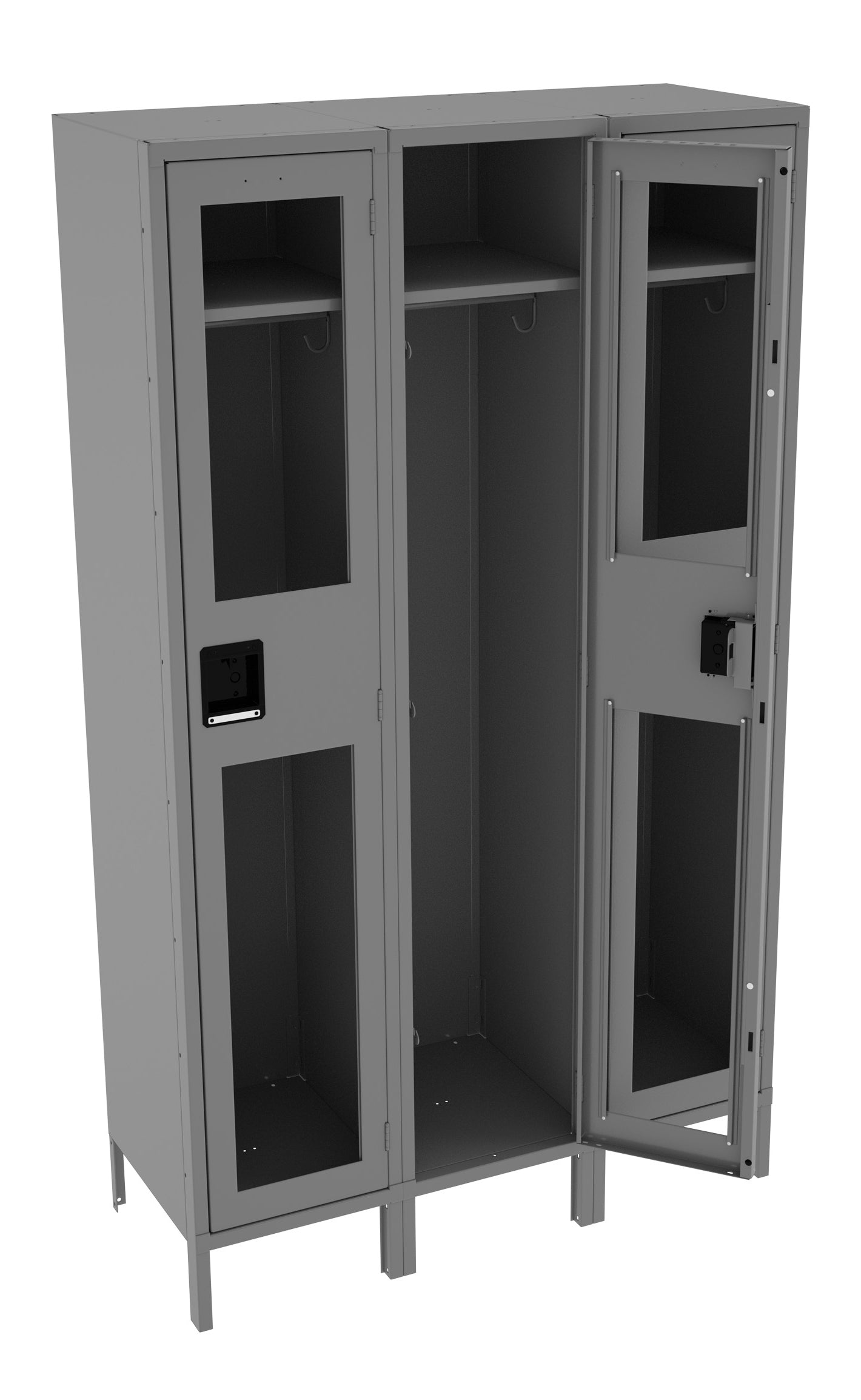 Tennsco CSL-151872-3 Single Tier C-Thru Locker - Three Wide With Legs (Assembled)