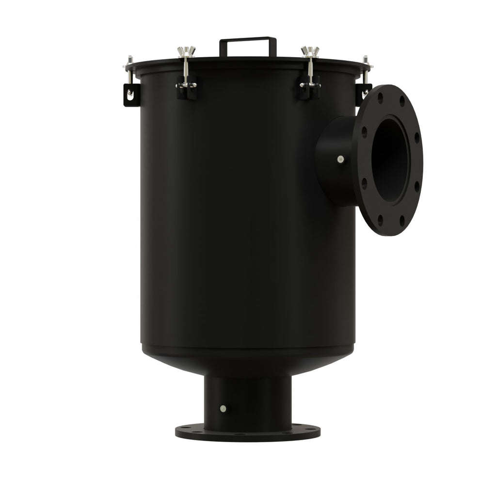 Solberg CSL-374P-600F Inlet Vacuum Filter L-Style, 6 in ANSI Flange, Polyester Element, 5 Micron, Black