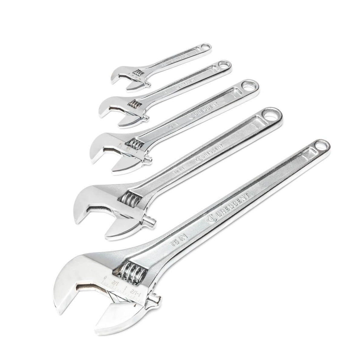 Crescent AC5PC 5 Piece Adjustable Wrench Set 6", 8", 10", 12", & 15"