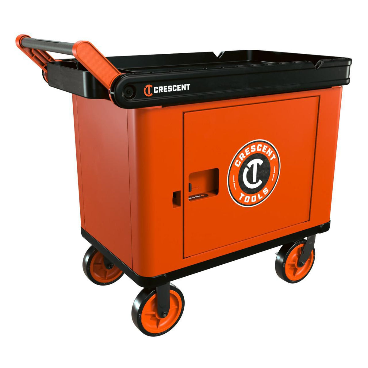 Crescent IUC2S8CBM-1DLR RAILWORKS 2 Shelf Industrial Utility Cart with 8" Casters and Single Door Security Panel