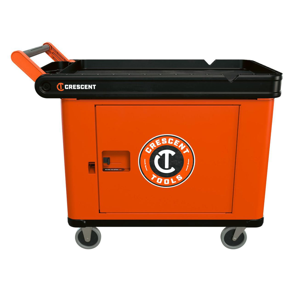 Crescent IUC2SCBM-1DLR RAILWORKS 2 Shelf Industrial Utility Cart with 5" Hard Casters and Single Door Security Panel