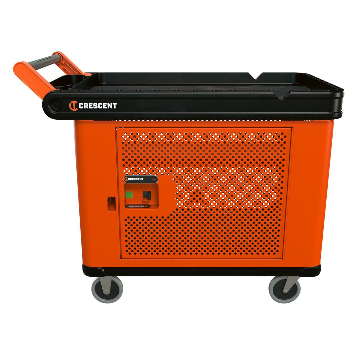 Crescent IUC2SCBM-1DMPLR RAILWORKS 2 Shelf Industrial Utility Cart with 5" Hard Casters and Mesh Single Door Lockable Storage