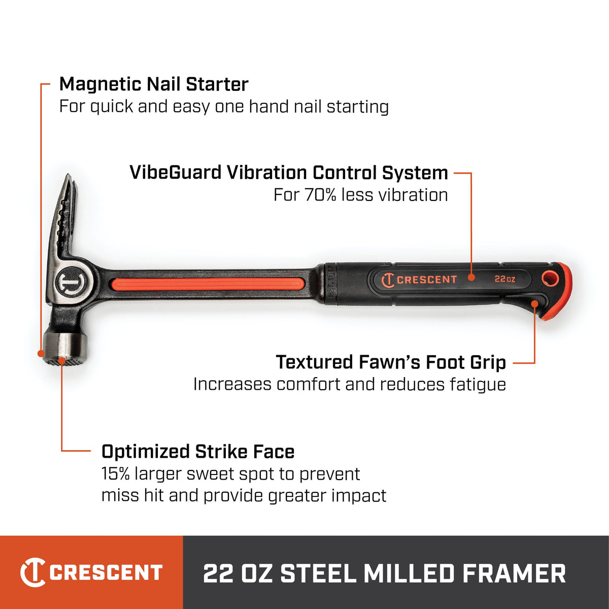 Crescent CHSFRM28 28 oz. Steel Milled-Face Framing Hammer