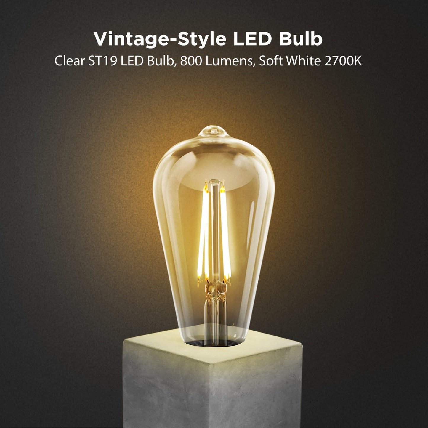 Feit Electric CUBE1/ST19/CA 3.5 in. Cube Vintage Industrial Style Table Lamp Base With Clear ST19 Bulb 5.5W Vintage LED