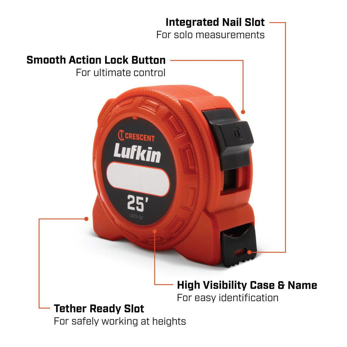 Lufkin L610-02 1/2" x 10' L600 Series Power Tape Measure
