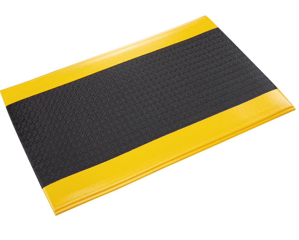 Crown Matting CK41248YB Comfort-King 1/2 4'x60' Black w/Yellow Anti-Fatigue Dry Area Mat