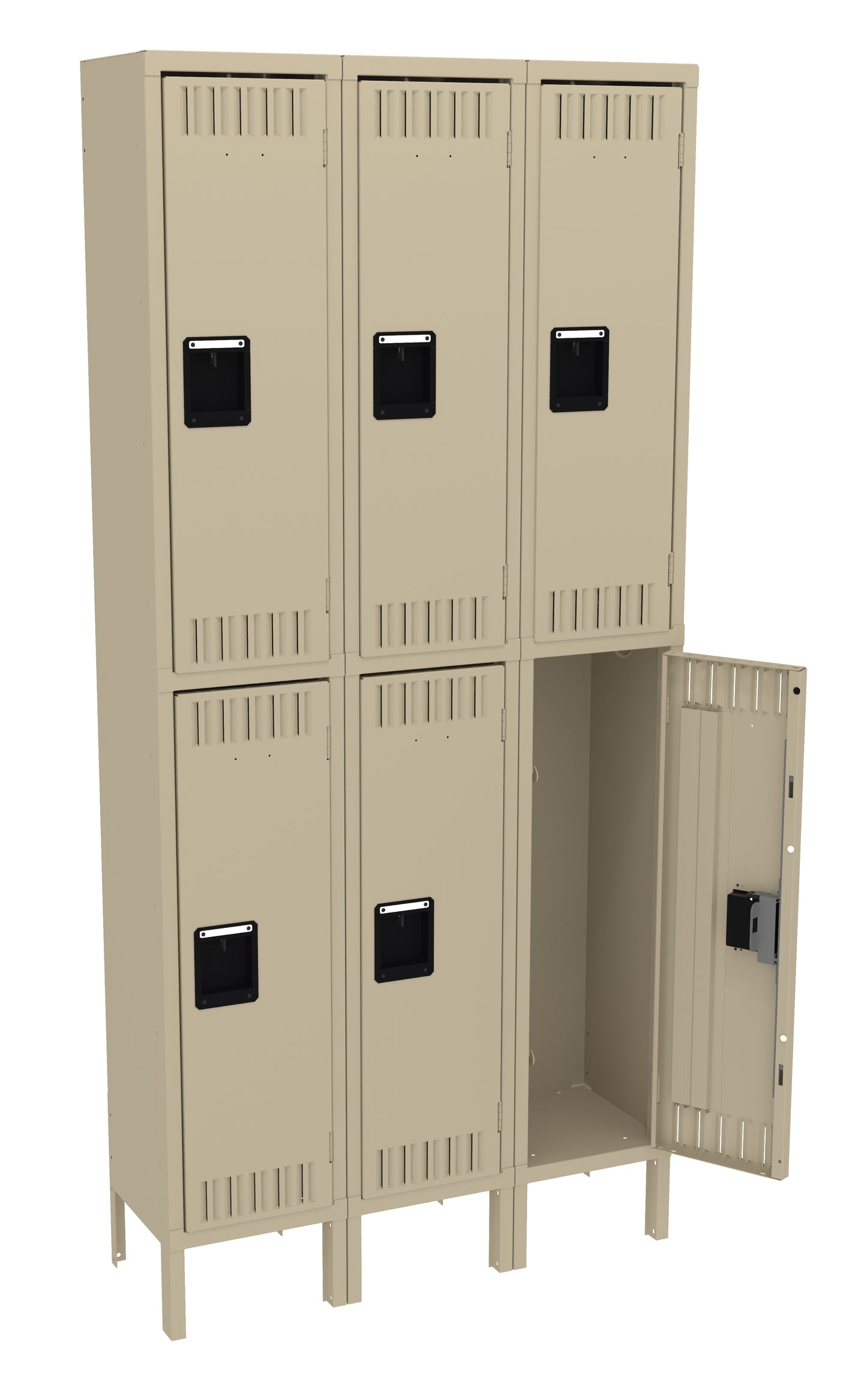 Tennsco DTK-121236-3 Double Tier Locker - Three Wide With Legs (Unassembled)