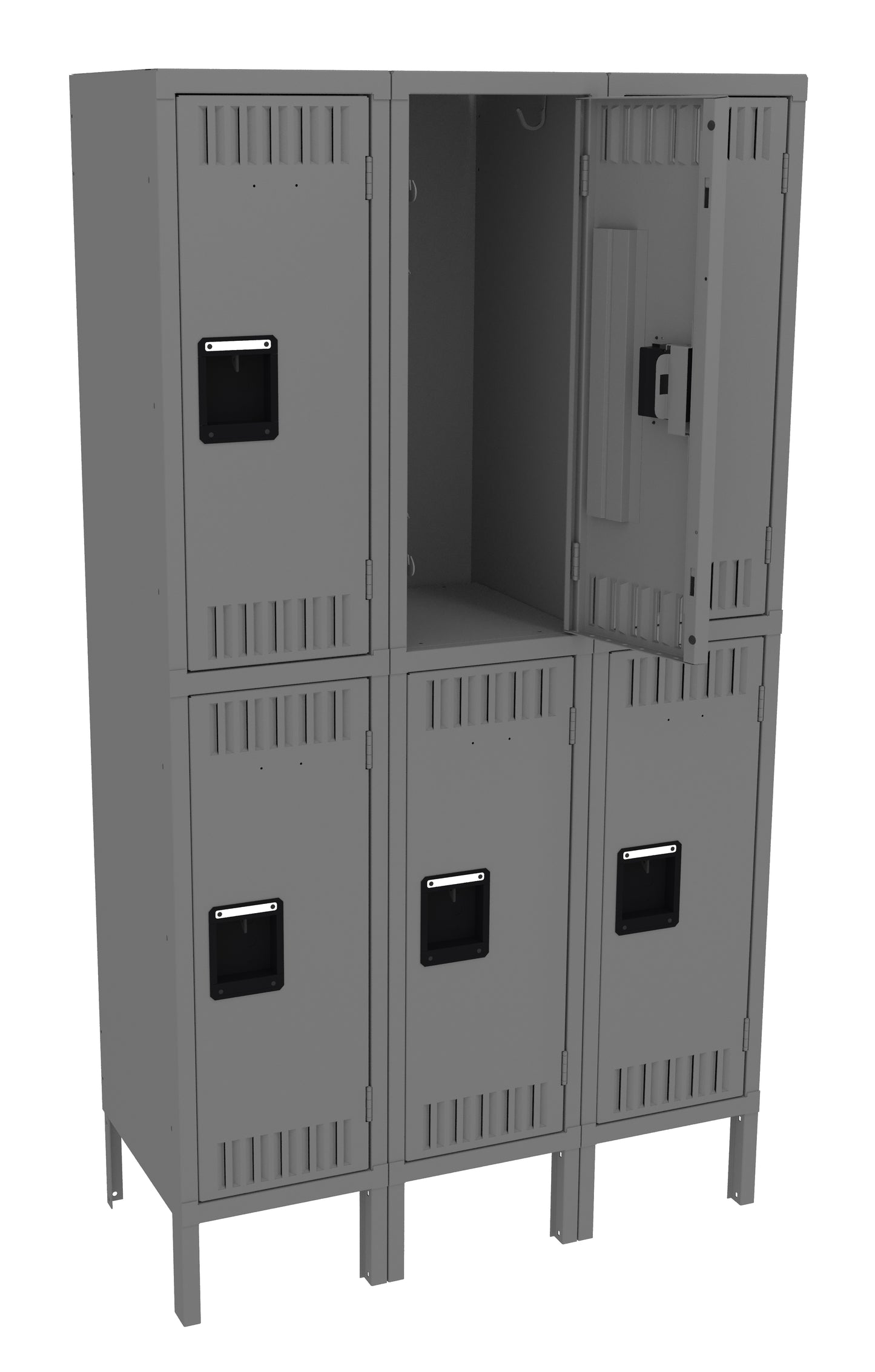 Tennsco DTS-121530-3 Double Tier Locker - Three Wide With Legs (Assembled)