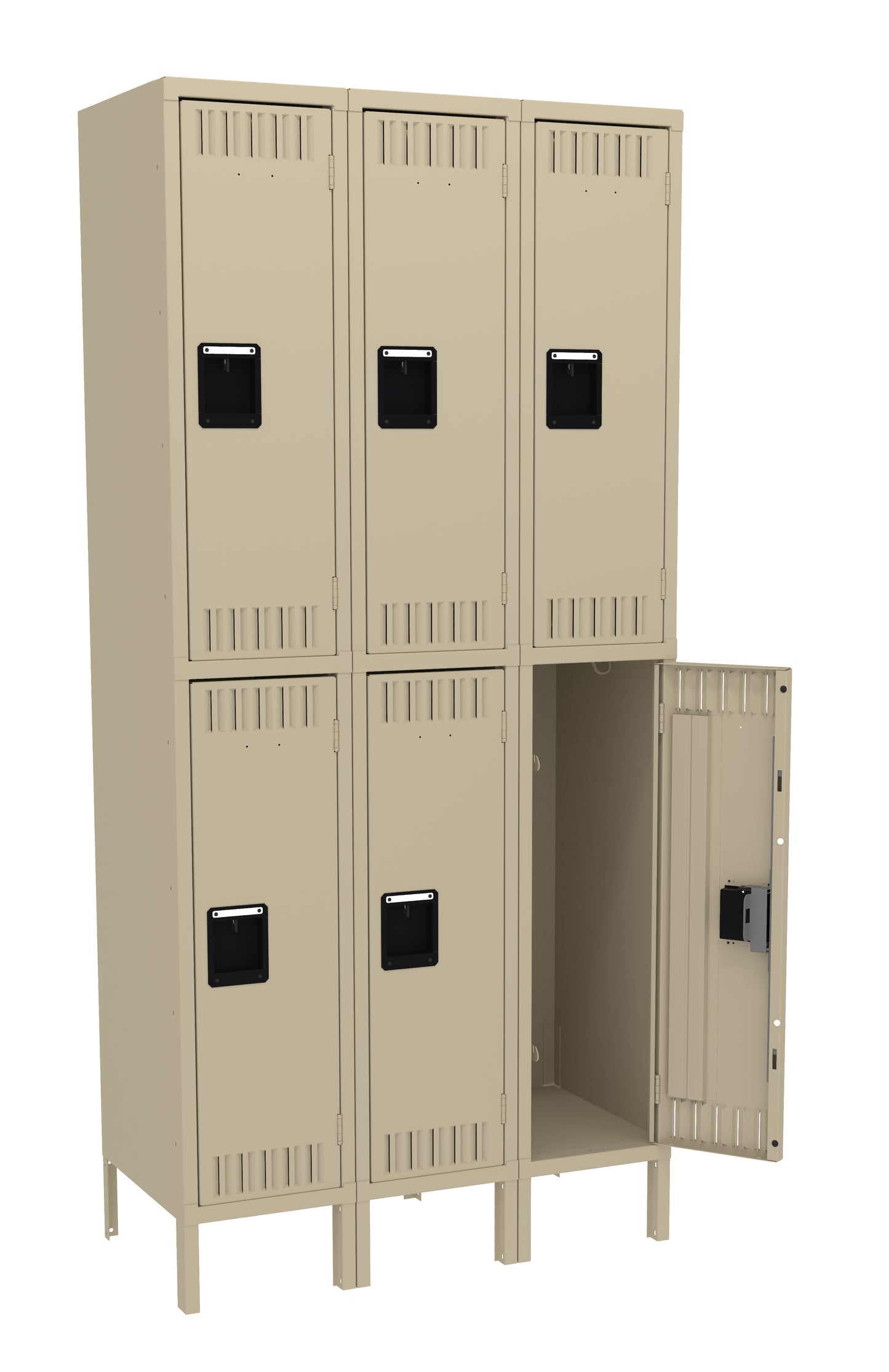 Tennsco DTS-121836-3 Double Tier Locker - Three Wide With Legs (Assembled)