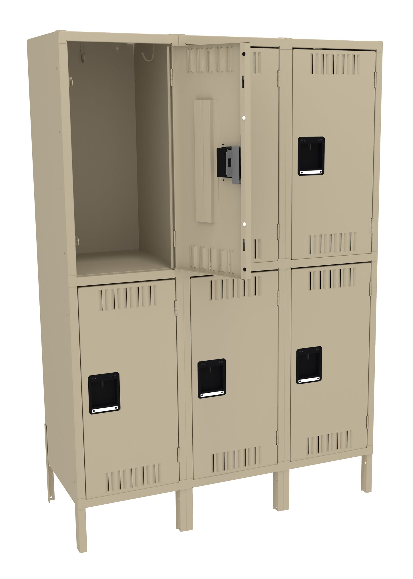 Tennsco DTK-151830-3 Double Tier Locker - Three Wide With Legs (Unassembled)